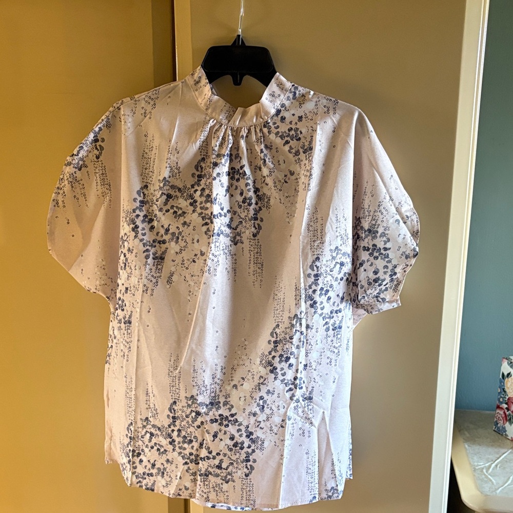 Cream and Black Patterned Blouse